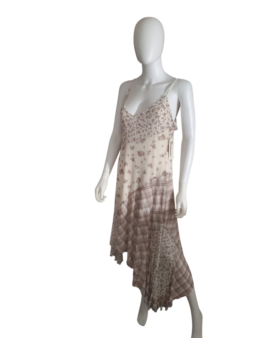 No Boundaries NWT Floral Plaid Asymmetrical Slip Dress M